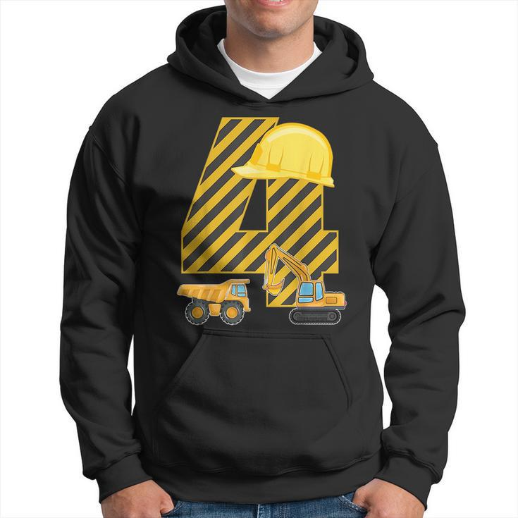 Four 4Yr 4Th Birthday Construction Outfit Boy 4 Years Old Construction Funny Gifts Hoodie