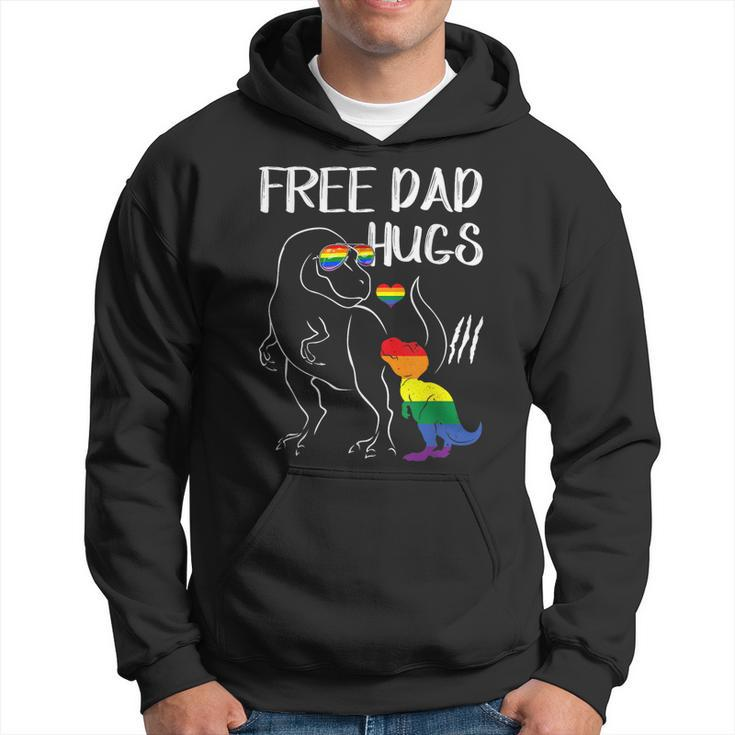 Free Dad Hugs Lgbt Pride Dad Dinosaur Rex  Proud Ally  Hoodie