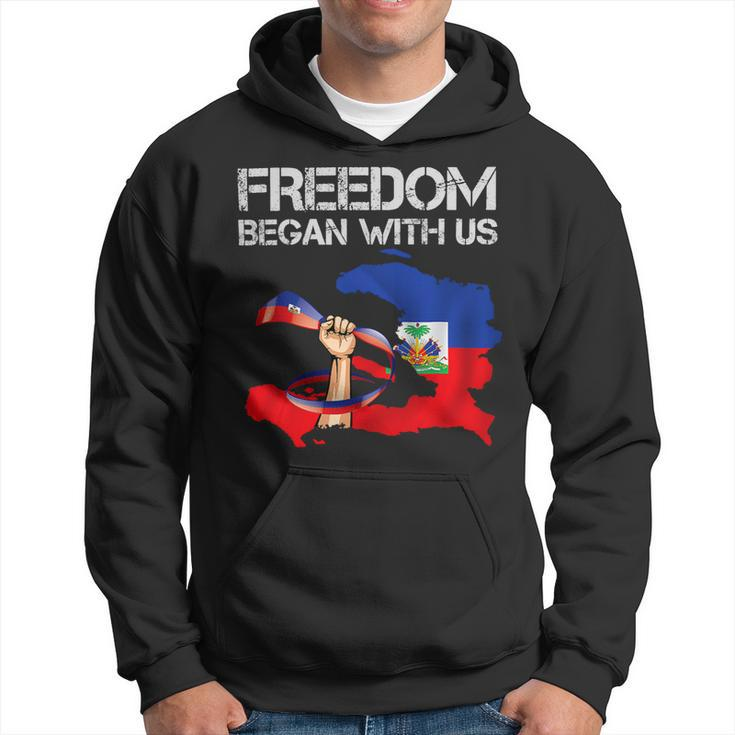 Freedom Began With Us Haitian Flag Happy Independence Day Hoodie