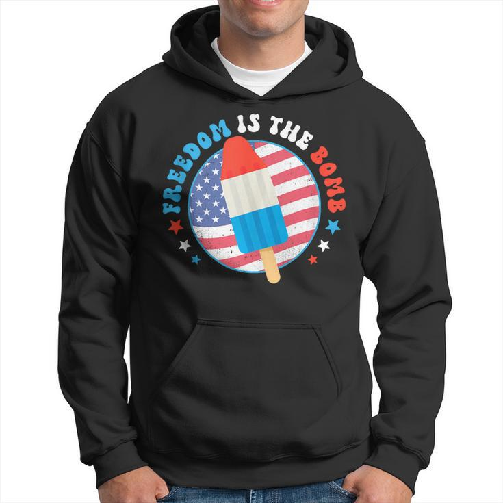 Freedom Is The Bomb Usa Flag Popsicle 4Th Of July Patriotic  Hoodie