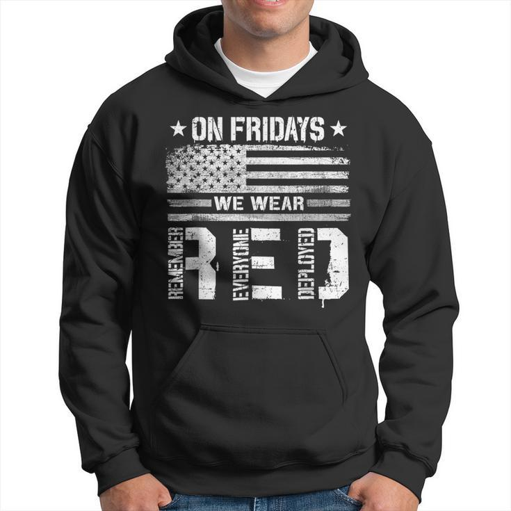 On Friday We Wear Red American Flag Military Supportive Hoodie