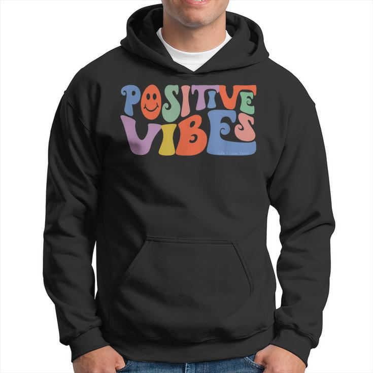 Fun Retro Hippie Inspirational Happy Positive Vibes  Hoodie