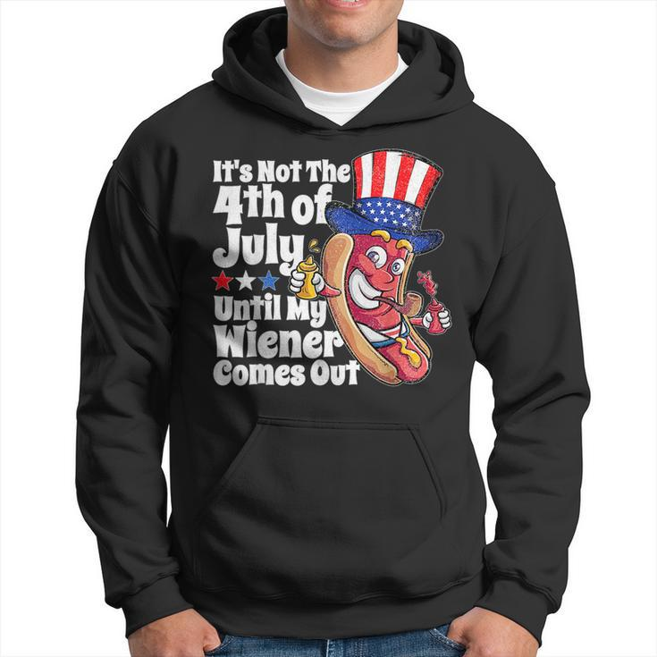 Funny 4Th Of July Hot Dog Wiener Comes Out Adult Humor Gift Humor Funny Gifts Hoodie