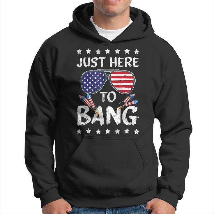 Funny 4Th Of July Im Just Here To Bang Usa Flag Sunglasses 2 Hoodie