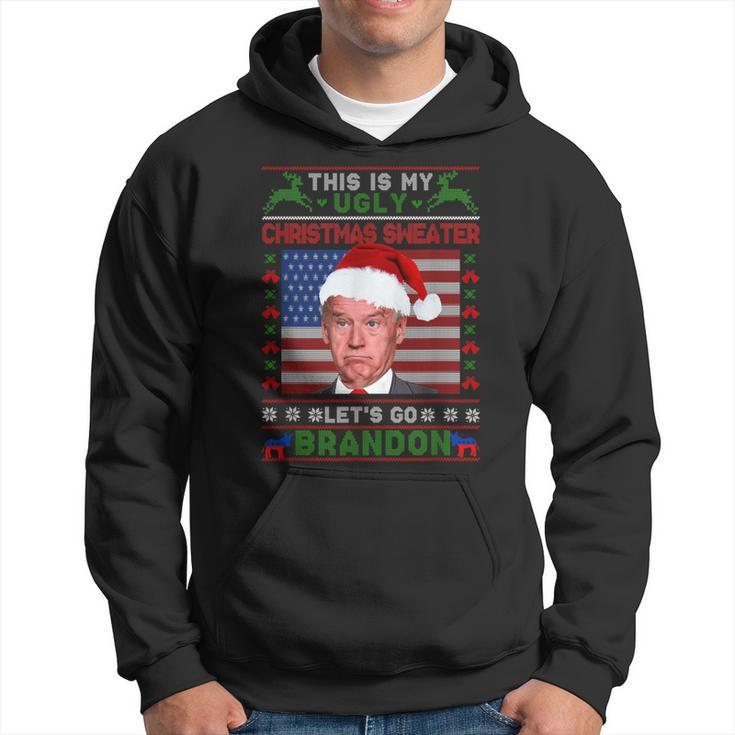 Anti Biden Ugly Christmas Sweater Let's Go Brandon Pjs Hoodie
