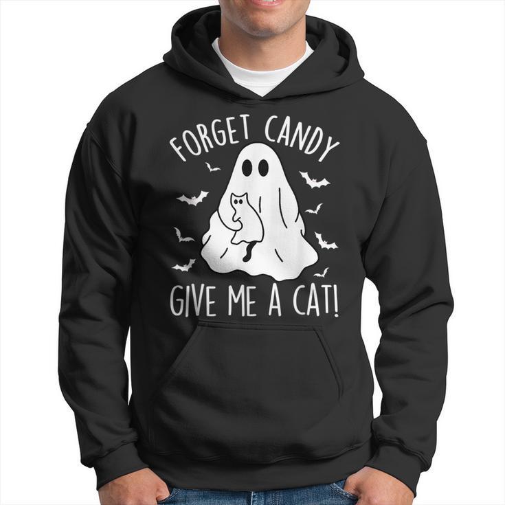 Boo Ghost Black Cat Forget Candy Give Me Cat Halloween Hoodie