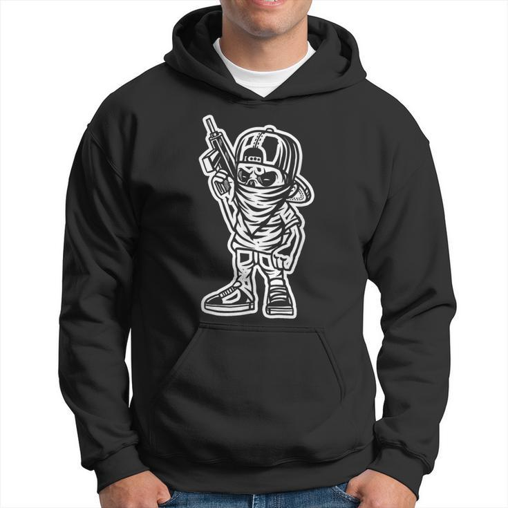 Funny Cartoon Character Badass With A Gun Gangster Chicano  Hoodie
