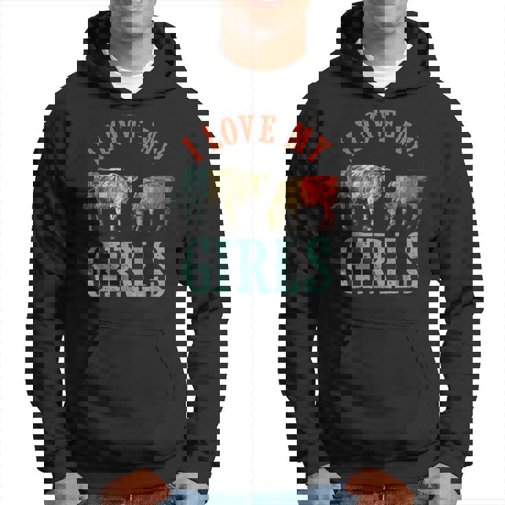 Funny Cow & Heifer I Love My Girls Cow Farmer Animal Cattle Hoodie