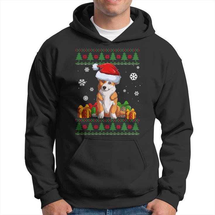Dog Lover Welsh Corgi Santa Hat Ugly Christmas Sweater Hoodie