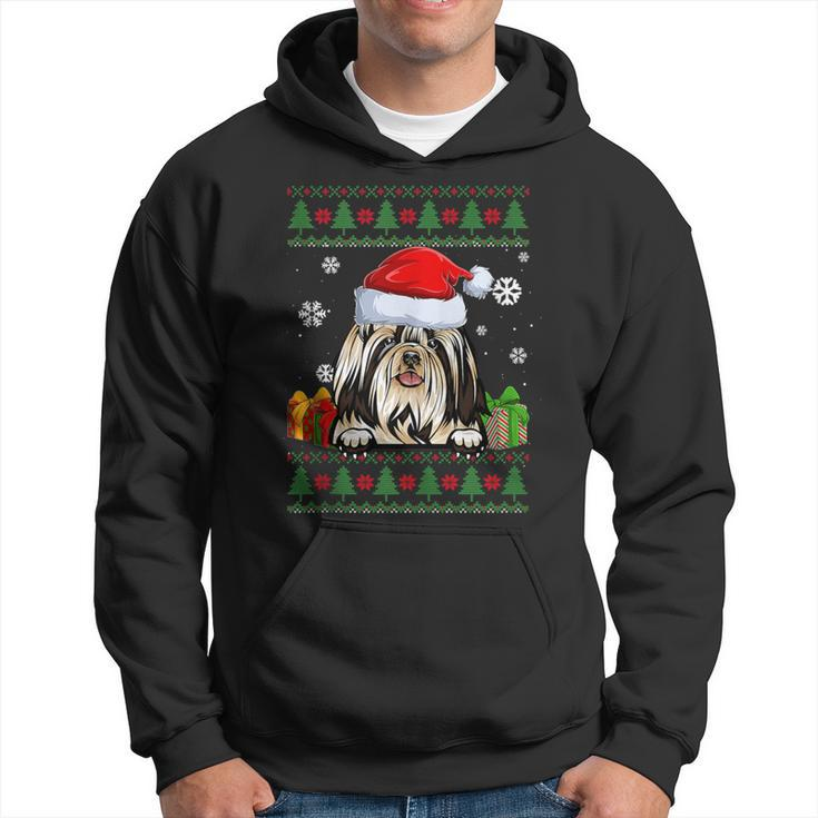 Dog Lovers Shih Tzu Santa Hat Ugly Christmas Sweater Hoodie