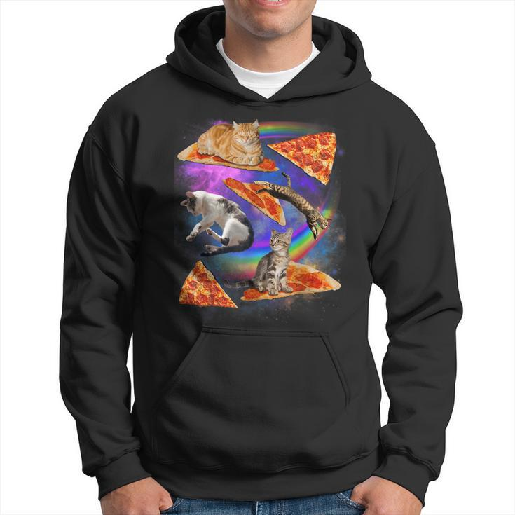 Funny Galaxy Cat In Space Cat Riding Pizza  Hoodie