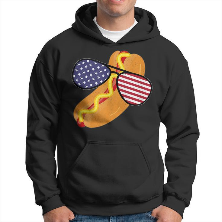 Funny Hot Dog Glasses 4Th Of July Usa Patriotic Hot Dog Flag Hoodie