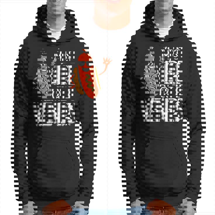 Funny Hot Dog Im Just Here For The Wieners Sausage Hoodie