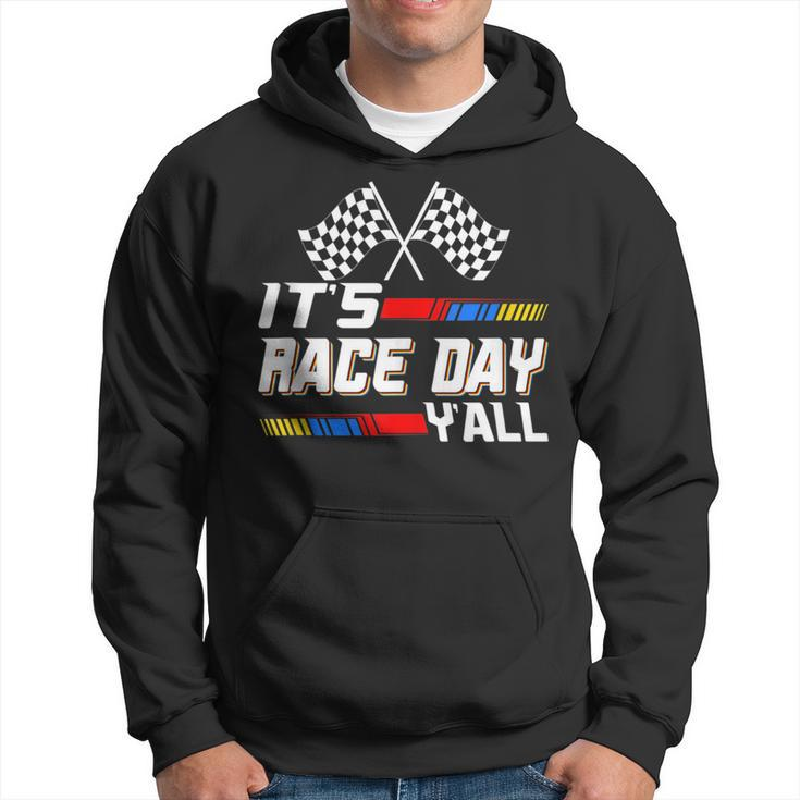 Funny Its Race Day Yall Checkered Flag Racing Track Racing Funny Gifts Hoodie