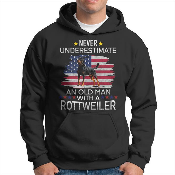 Funny Never Underestimate An Old Man With A Rottweiler Hoodie
