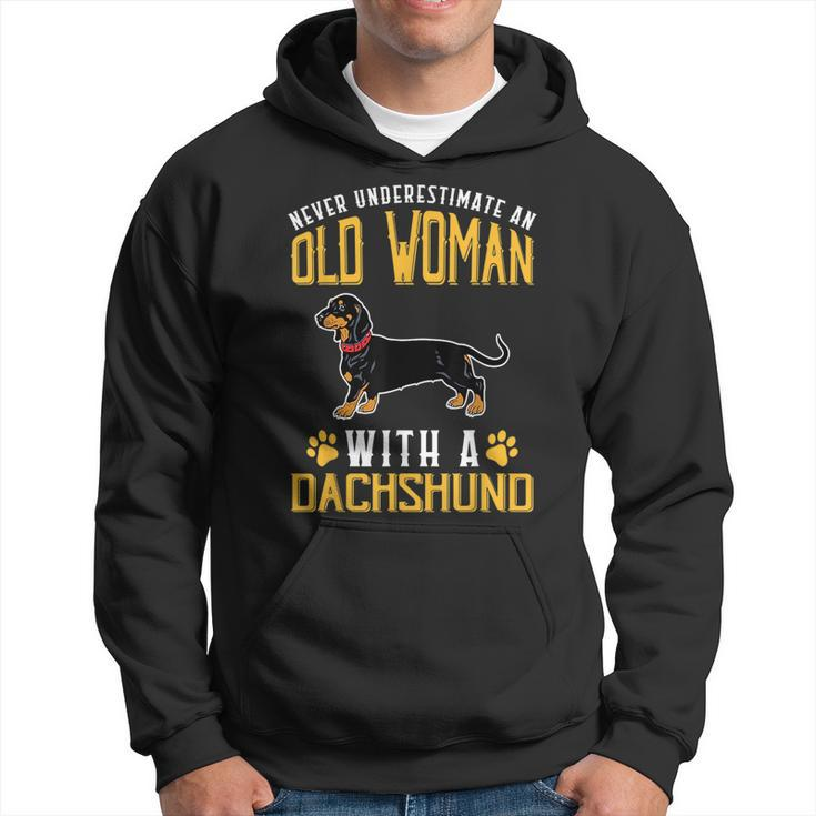 Funny Never Underestimate An Old Woman With A Dachshund Cute Hoodie