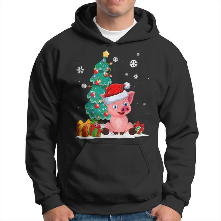 Pig Lovers Cute Pig Santa Hat Ugly Christmas Sweater Hoodie