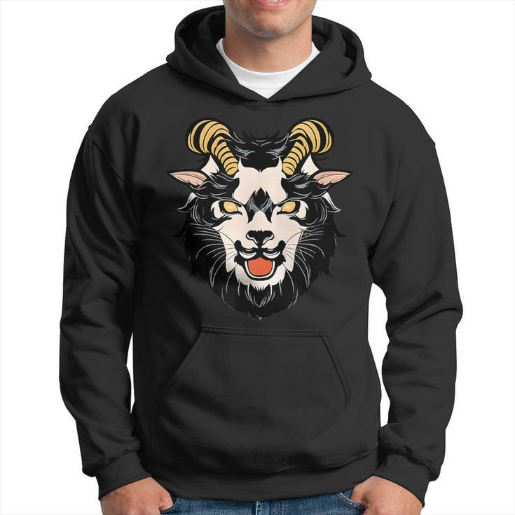 Funny Spooky Scary Vintage Goat Demon Retro Goat Farmer Gift Hoodie