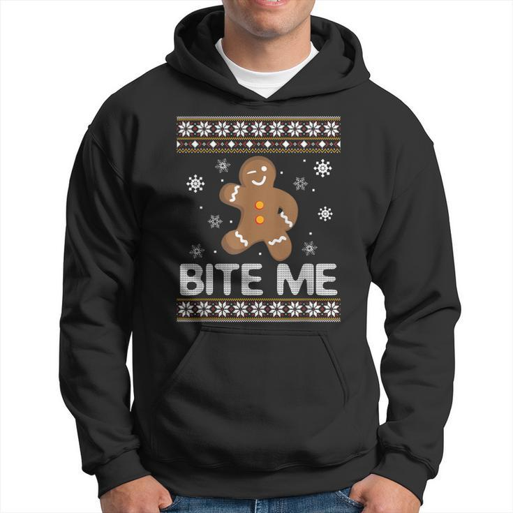Ugly Christmas Sweater Bite Me Gingerbread Hoodie