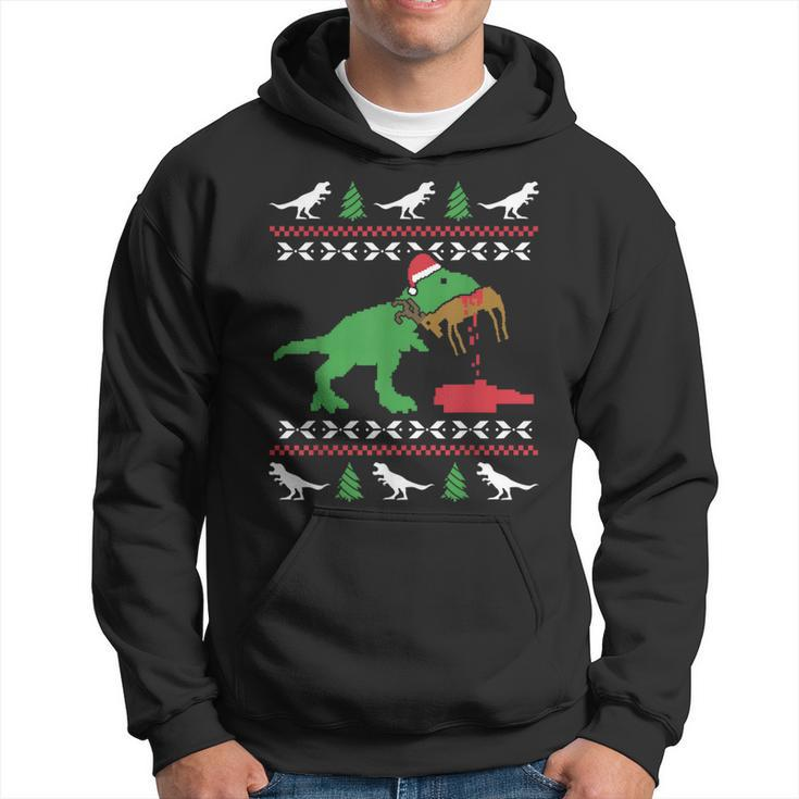 Ugly Christmas Sweater Trex Reindeer Ugly Xmas T-Rex Hoodie