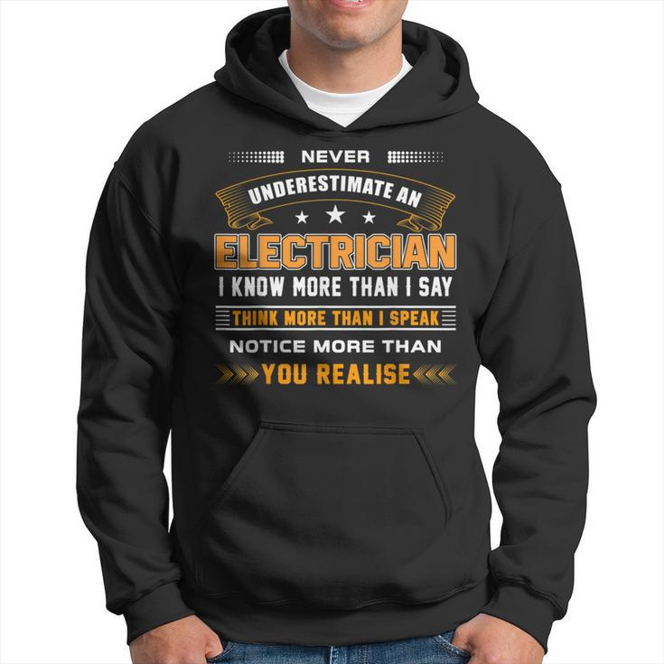 Never Underestimate Electrician Technician Engineer Hoodie