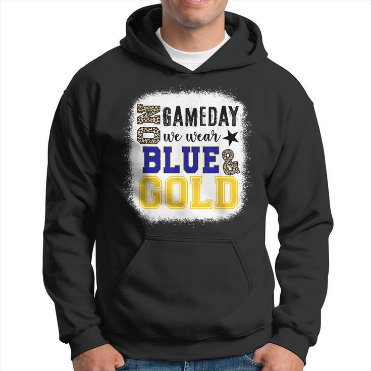 On Gameday Football We Wear Gold And Blue Leopard Print Hoodie