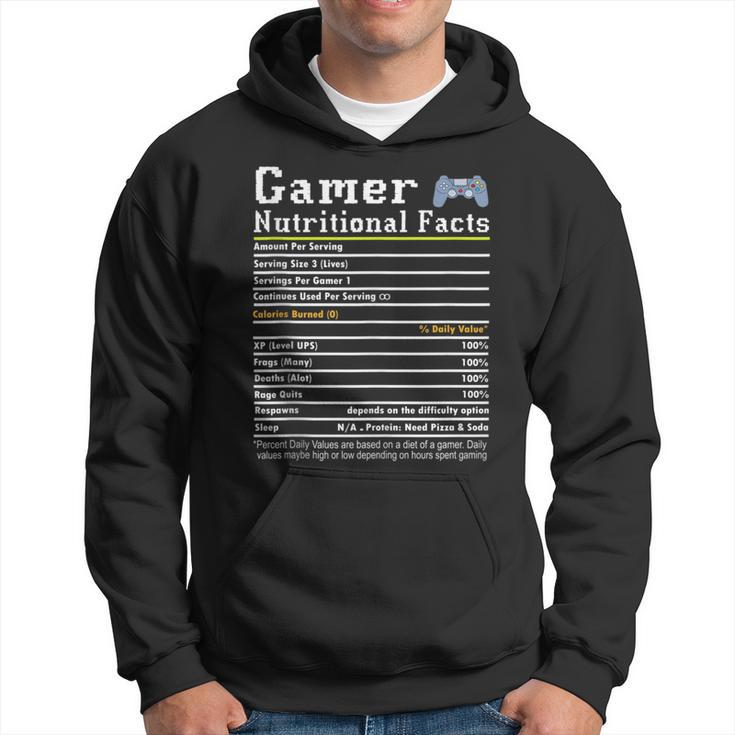 Gamer Nutritional Facts Funny Gamer Life Video Gaming Gamer  Hoodie