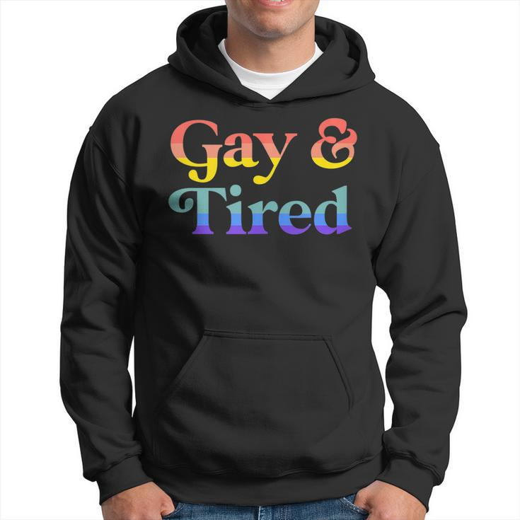 Gay And Tired Lgbtqia Retro Aesthetic Lesbian Pride Flag Hoodie