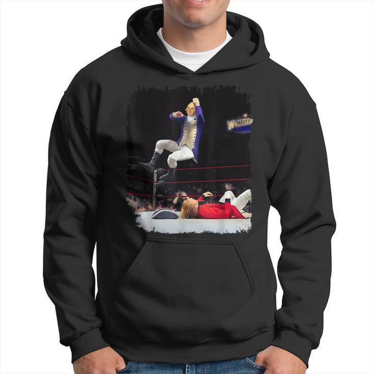 George Washington Wrestling Funny 4Th Of July Independence Hoodie