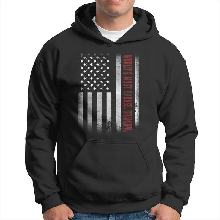 Gifts For Papa Worlds Most Badass Grandpa American Flags  Gift For Mens Hoodie
