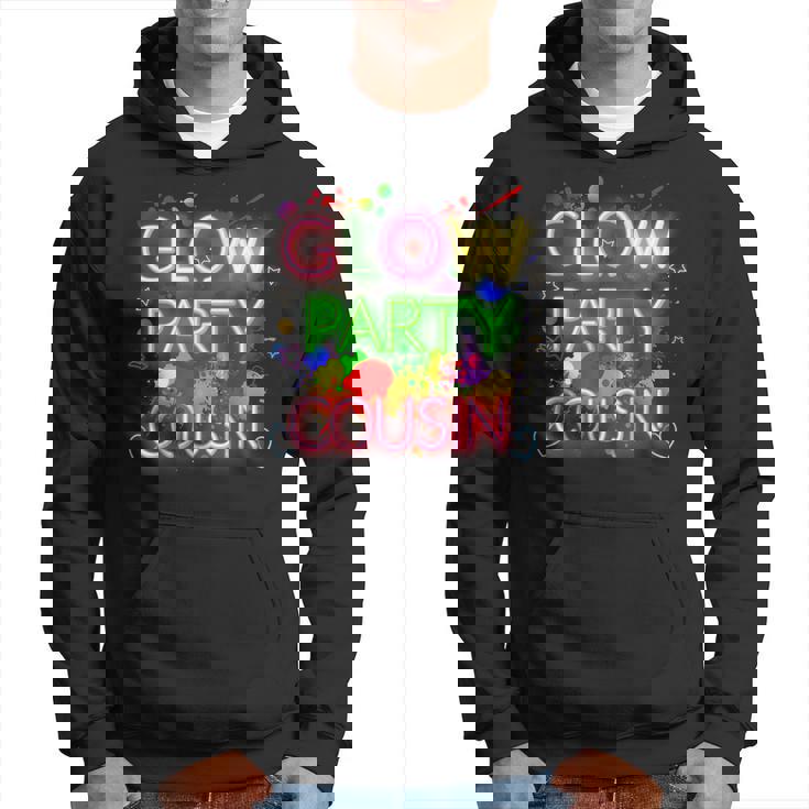 Glow Party Squad Cousin Paint Splatter Glow Party Matching Hoodie