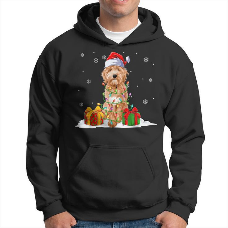 Goldendoodle Santa Christmas Tree Lights Xmas Pajama Dogs Hoodie