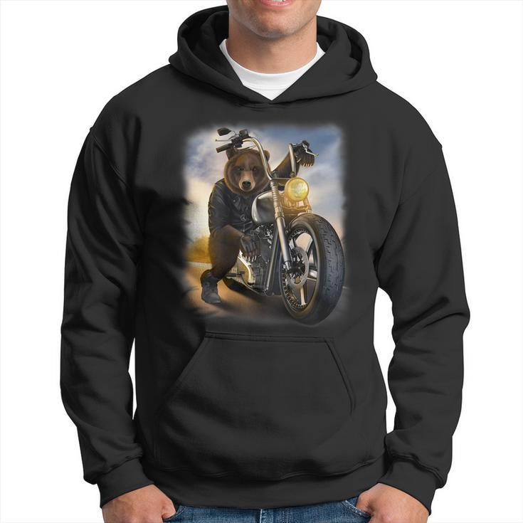 Grizzly Bear Riding Chopper Motorcycle Hoodie