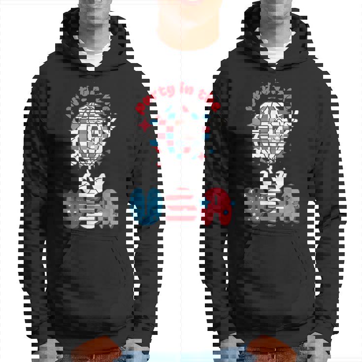 Groovy Disco Funny Party In The Us July 4Th Usa Patriotic Hoodie
