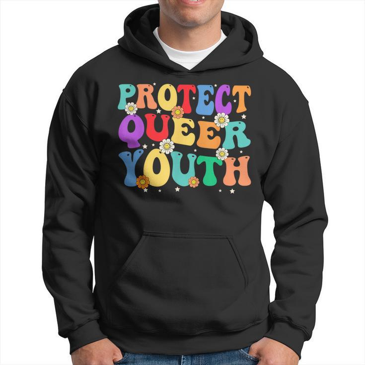 Groovy Protect Queer Youth Protect Trans Kids Trans Pride  Hoodie