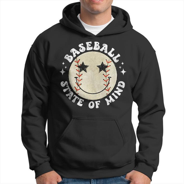 Groovy Smile Face Retro Game Day Baseball Player Fans Lover Hoodie