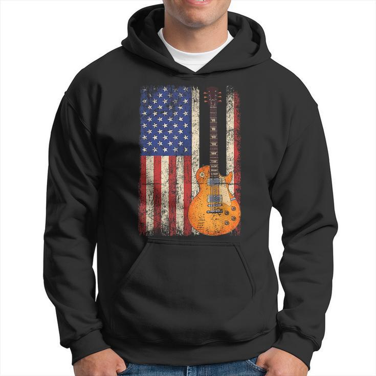 Guitar American Usa Flag  Patriotic Guitarist Men   Patriotic Funny Gifts Hoodie