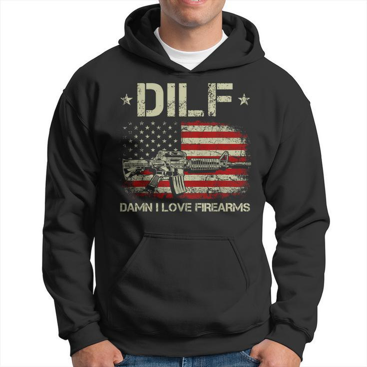 Gun American Flag Dilf - Damn I Love Firearms  Hoodie