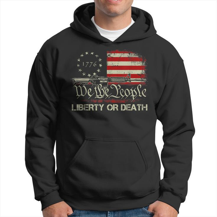Gun Vintage American Flag Give Me Liberty Or Give Me Death  Hoodie
