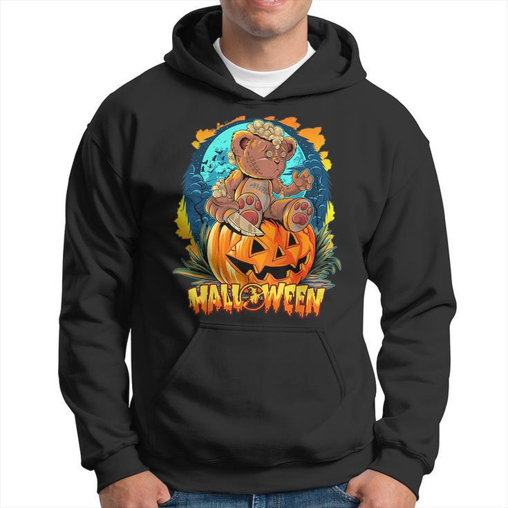 Halloween Special Scary Teddy Bear On Top Of Pumpkin   Hoodie