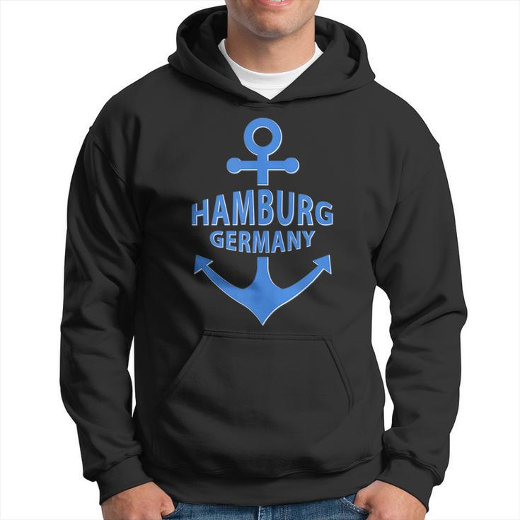 Hamburg Germany Port City Blue Anchor Design  Hoodie