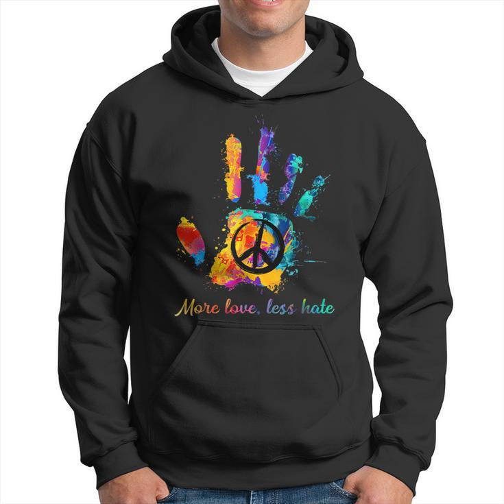 Hand Print Hippie Peace Sign More Love Less Hate  Hoodie