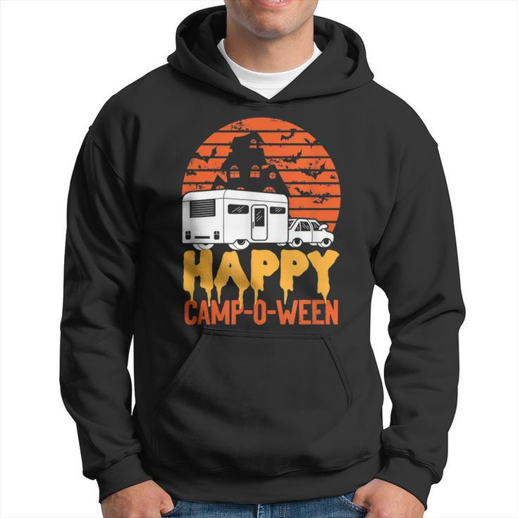 Happy Campoween Vintage Funny Camping Enthusiast Halloween Camping Funny Gifts Hoodie