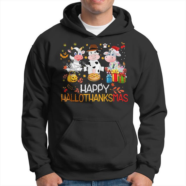 Happy Hallothanksmas Santa Cow Halloween Thanksgiving Hoodie