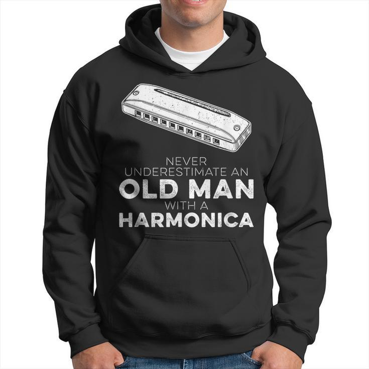 Harmonicist Never Underestimate An Old Man With Harmonica Hoodie