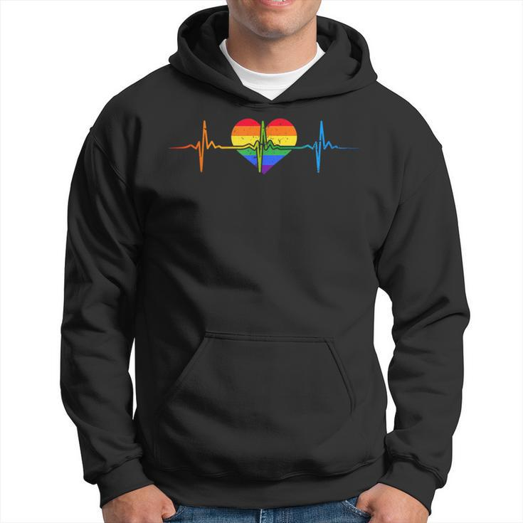 Heartbeat Gay Lgbtq Heartbeat Lovely Pride Lesbian Gays Love Hoodie