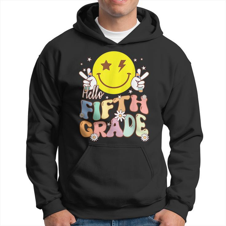 Hello Fifth Grade Hippie Smile Face 5Th Grade Back To School Hoodie