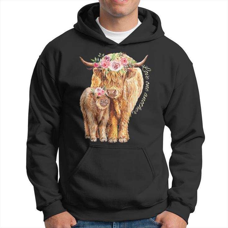 Highland Cattle Lover Cow Calf Farm Love One Another Cute Hoodie