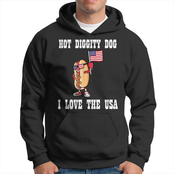 Hot Diggity Dog July 4Th Patriotic Bbq Picnic America Funny  Patriotic Funny Gifts Hoodie