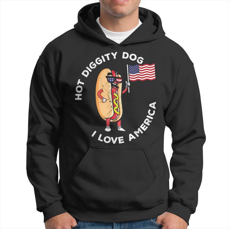 Hot Diggity Dog July 4Th Patriotic Bbq Picnic Usa Funny  Patriotic Funny Gifts Hoodie